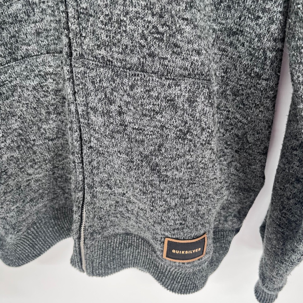 Quiksilver Full Zip Hoodie Mens Large Gray Marled Knit Sweater Surf Skate Casual - Picture 5 of 7